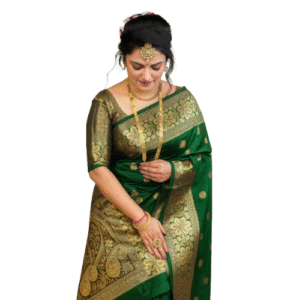 Pure Banarasi Silk green Saree