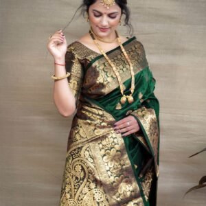 Women's Pure V5mart Silk Saree Soft Banarasi Style Wedding With Blouse Piece
